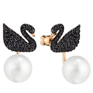 Black Swan Pearl Ear Jacket Earrings